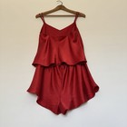 Victoria’s Secret 90s Vtg 100% Silk 2-Piece Cami Shorties Pajama Set Red Satin M