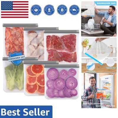 6 Pack BPA Free Reusable Gallon Freezer Bags - Dishwasher Safe & Leakproof