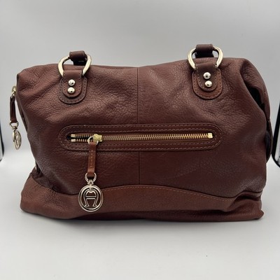  Vintage Etienne Aigner Slouch Red Brown All Leather Shoulder Handbag 13''x8''x4''