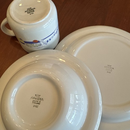 Arabia of Finland ARA104 Child's Set Plate, Bowl & Mug Mid Century Trucks & Cats - Picture 11 of 11
