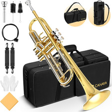 Bb Trumpet Instrument Trompeta: Brass Student Trumpet with Hard Case 7C Mouthpie