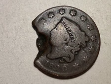 Rare 1820 Large U.S. Cent With Major Mint Error Metal Loss/Break Very Unusual