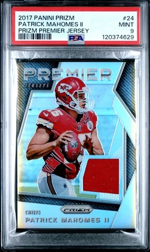 2017 PANINI PRIZM PRIZM PREMIER JERSEY #24 PATRICK MAHOMES II ROOKIE RC PSA 9