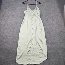 SHEIN Sage Green Satin Cami Maxi Dress Tulip Hem Size S EU 36 US 4
