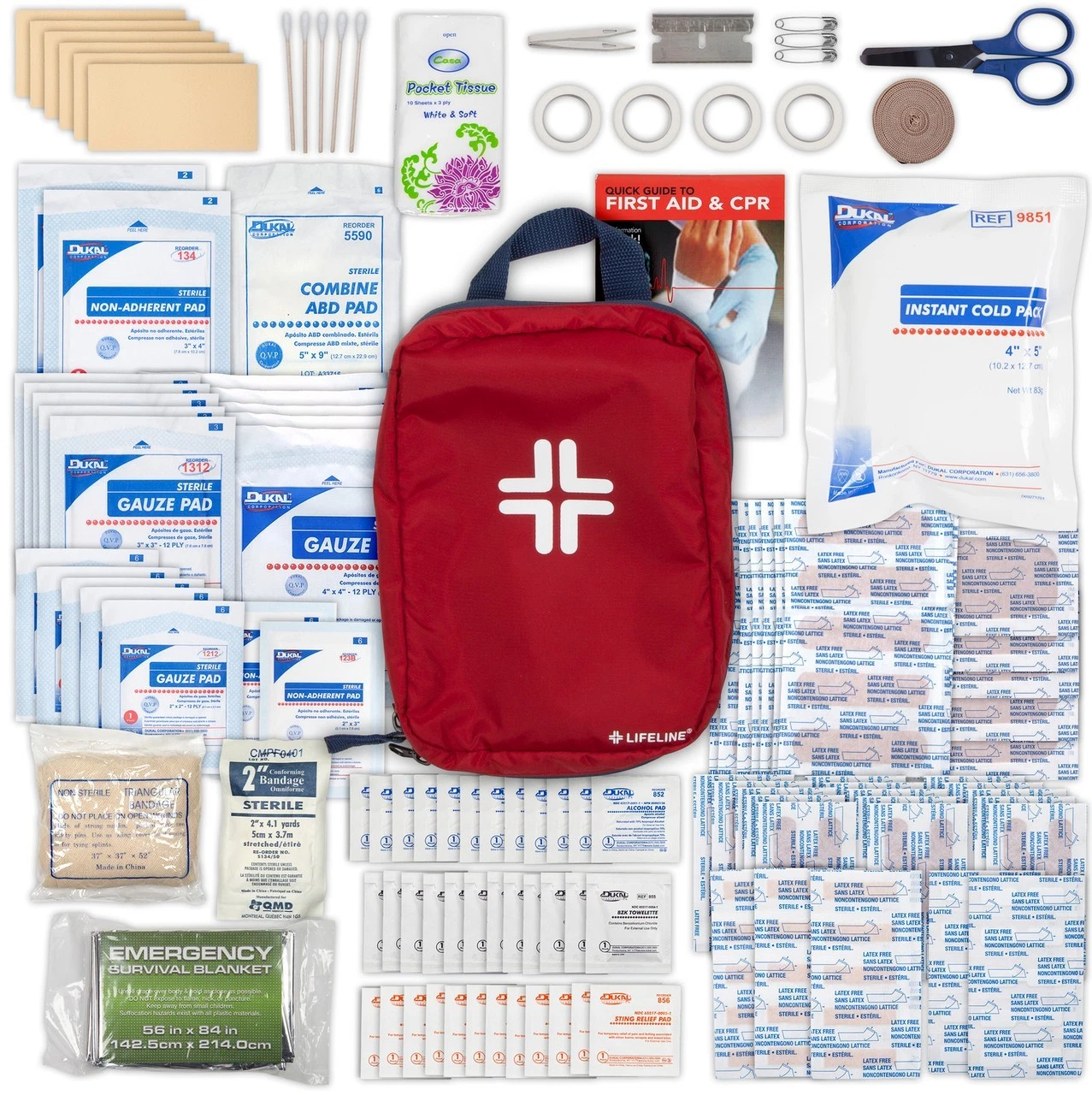 LIFELINE-Base Camp First Aid Kit - 171 Piece for Camping, Hiking, Hunting Etc.