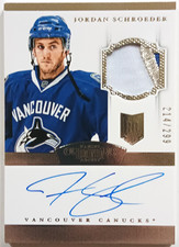 2013-14 Panini Dominion Rookie Patch Auto Jordan Schoeder /299 Vancouver Canucks