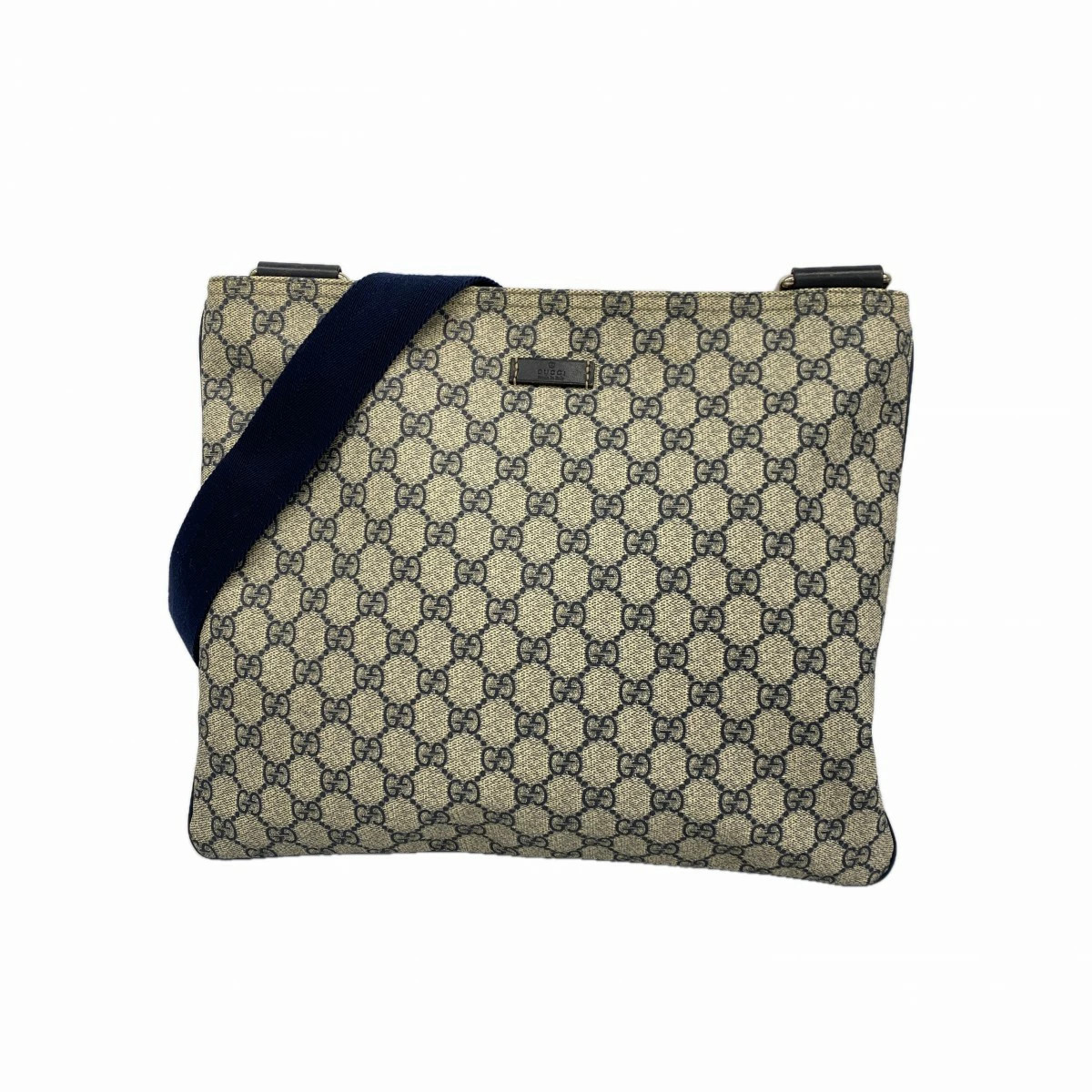 Gucci GG Supreme Shoulder Bag PVC Navy Silver Hardware
