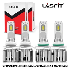 4x Lasfit 9005 9006 LED Headlight Bulb HB3 HB4 High Low Beam Bright Error Free