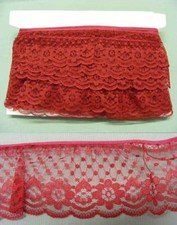 Gathered Lace Burgundy Lace 9.5 metres 2231 