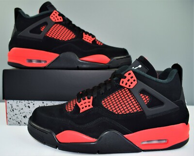 Nike Air Jordan 4 Retro Red Thunder Basketball Shoes Men's Size 10