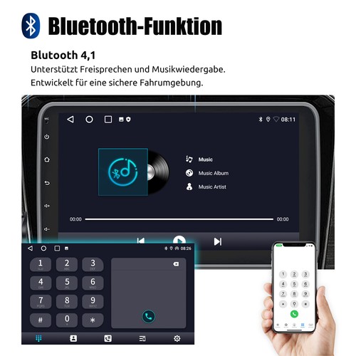 1 DIN 10" Android 14 Autoradio Carplay Bluetooth GPS 4+64G Drehbarer Bildschirm - Bild 10 von 15