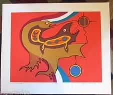 JACKSON BEARDY 1944 - 1984 Woodlands artist signed & numbered print ONE LANGUAGE