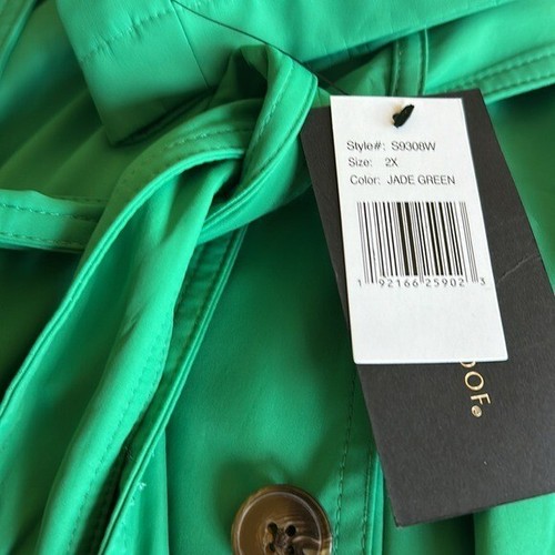 NWT Women Weatherproof Jade Green Belted Trench Coat Button Closure 2X - Picture 6 of 6