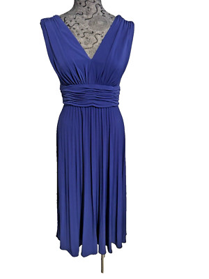 NWOT Suzi Chin By Maggy Boutique Grecian Jersey Dress Royal Blue Size 6