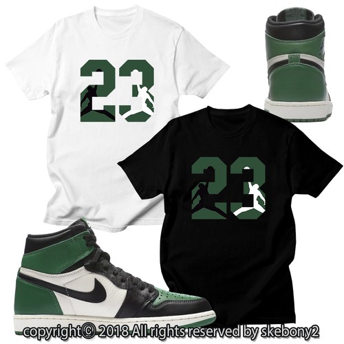 Custom camiseta a juego Estilo de Air Jordan 1 Retro Alta De Pino Verde JD 1 -22-47 | eBay