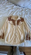 Scully Western Snap Shirt Embroidered Long Sleeve with Sliver tipped collars