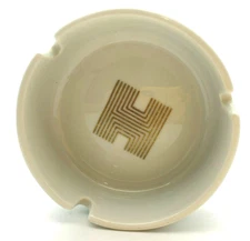 PORCELANA STEATITA BRASIL hotel grade ashtray white porcelain w/gold H see pics