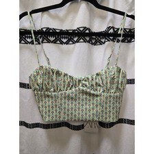 NWT Zara pastel floral cropped bustier top adjustable straps small