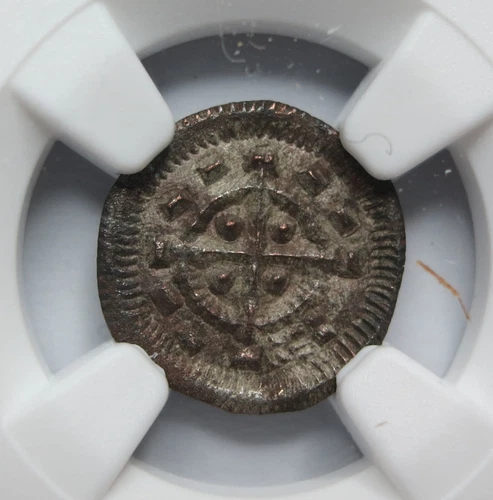 HUNGARY Bela II silver Denar Obol NGC AU 1131 -41 Cross type Crusaders Medieval