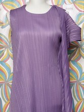 Issey Miyake Pleats Please Inspired Dress Solid Purple Pleats Violet Dress