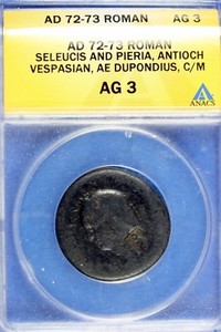 AD72 - 73 AG3 Roman,Seleucis and Pieria.Antioch Vesp.,Ae Dupondius,C/M!! #B14278