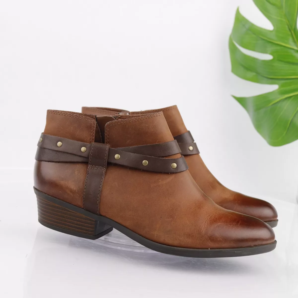 Clarks Addiy Zoie Boots Women s Size 9.5 Brown Leather Bootie