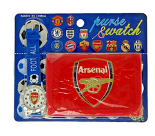 Kids Football Watch and Wallet Gift Set ~ Liverpool, Arsenal & Generic