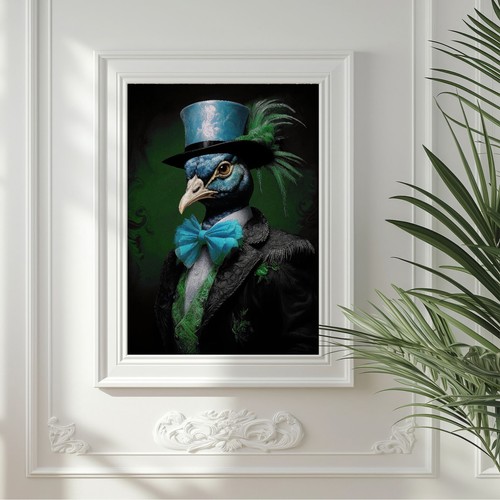Estampado de pavo real, estampado de arte animal, decoración del hogar, arte de cartel, arte gótico de pared - Imagen 5 de 6