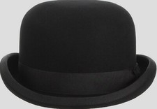 100 Wool Black Bowler Derby Hat Satin Lined Fedora Party Costume Hat