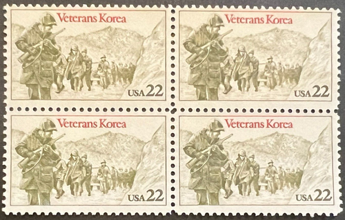 Scott #: 2152 - Korea Veteranen 22 ¢ 1985 BPE Block of Four MNHOG