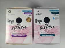 NIB 4 L'eggs Silken Mist - Sheer Leg-Q -Control Top-Jet Black