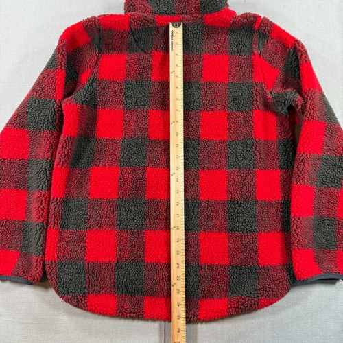 Abercrombie Pullover Jacket Mens Small Red Buffalo Plaid Sherpa Half Zip - Picture 8 of 9