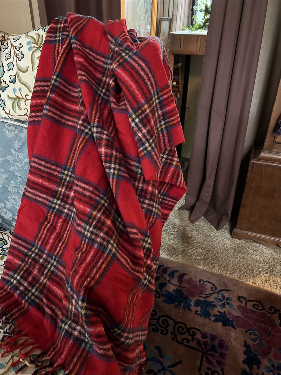 Vtg Faribo 100% Wool Throw Blanket Fringed Afghan Faribault Woolen