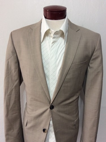 Boss Hugo Boss The Grand/ Central 42L Blazer Suit Jacket Virgin Wool BEIGE I460 - Picture 2 of 12