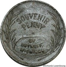 F2240 Rare Medal USA Lucky Penny Indian Head Souvenir Detroit Michigan AU