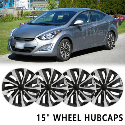 4PCS 15'' Hubcaps Steel Wheel Rim Cover Set Snap-On For Hyundai Elantra 2012-2023