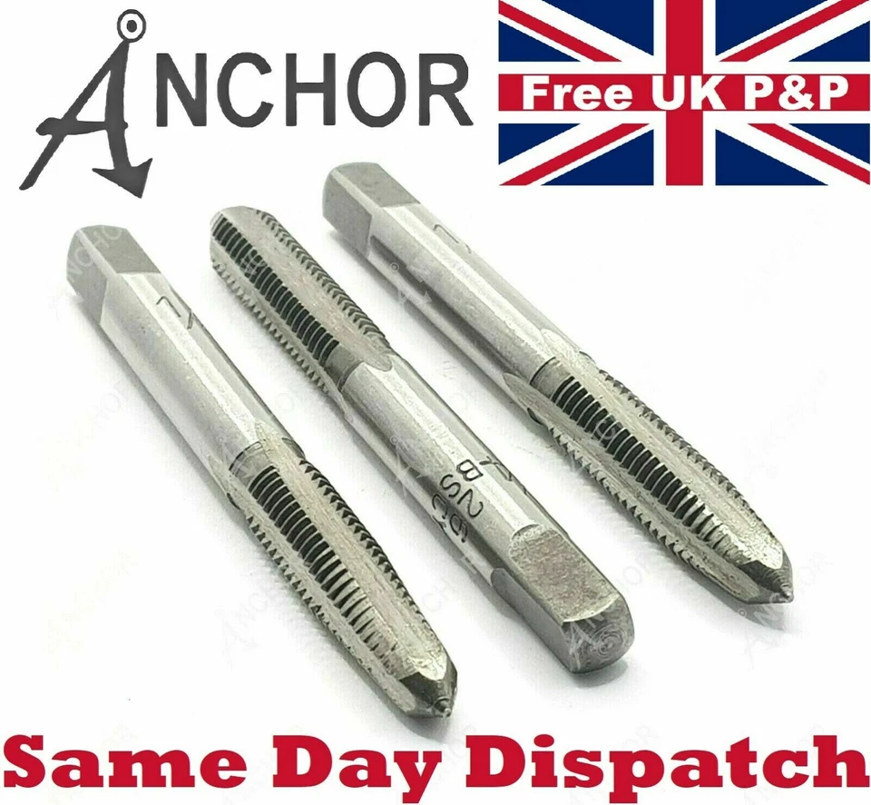 Anchor BSCY Tap Set 1/4" x 26 TPI 3PC Hand Tap Set British Cycle Thread 1/4