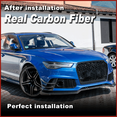 Parachoques delantero de carbono real divisor canards aletas labio para Audi A6 RS6 RS7 2012-2016 - Imagen 4 de 14