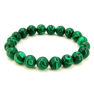 BAILYSBEADS Malachit Armband Armkettchen gummizug ca.19-22cm Lang Flexband Ø10mm