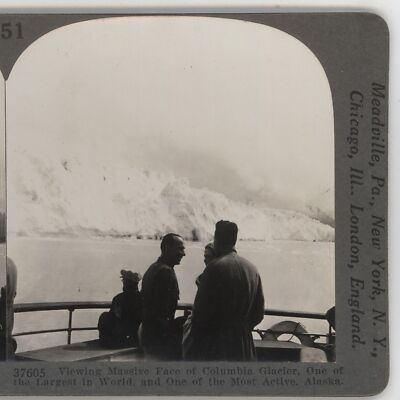 Massive Face of Columbia Glacier Largest & Most Active AK Stereoview c1920