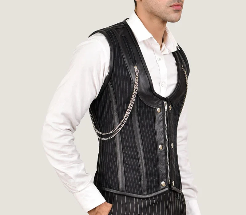 Black Brocade Corset Vest