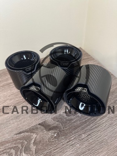 For BMW G80 M3 G82 G83 M4 G87 M2 Carbon Fiber Gloss Black Exhaust Tip 4 PC Expe - Picture 2 of 5