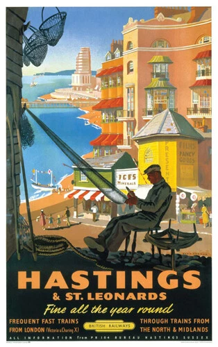 Vintage Hastings Fisherman Art Print Railway Travel Poster A1/A2/A3/A4!