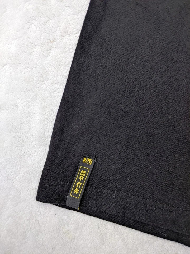 Drunknmunky Mens XL Black Yellow T Shirt Long Sleeve Crew Neck Spellout Logo - Image 2 of 4