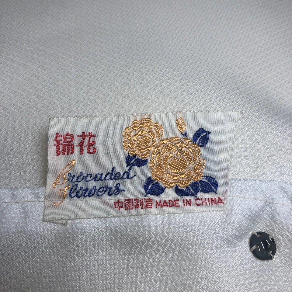 Brocaded Flowers Asian Chinese Throw Pillows Blue Garden Pagoda MCM SET OF 2 - Image 3 of 4