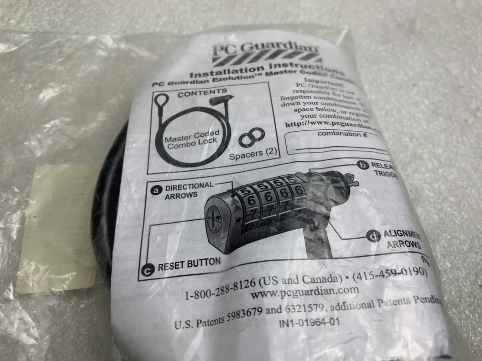 New PC Guardian Ezolution Master Codd Combo Laptop Cable Lock #2291-75 Sealed - Image 3 of 3