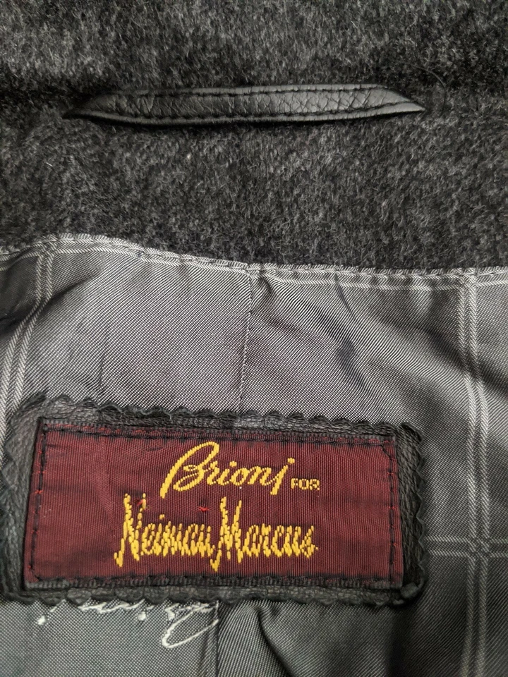 Brioni PURE CASHMERE Abrigo Coche Ligero 3/4 Largo Chaqueta Hombres XXL Gris Tweed Foto 3 de 4