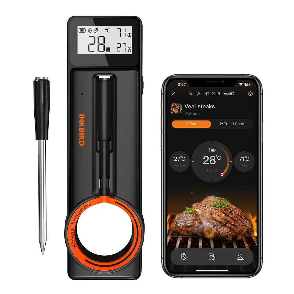 INKBIRD Kabelloses Bluetooth-Fleischthermometer Grill und Kochthermometer CF DE - Bild 2 von 4