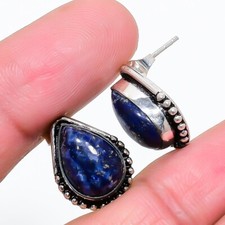 Lapis Lazuli Gemstone Handmade 925 Starling Silver Jewelry Stud Earring