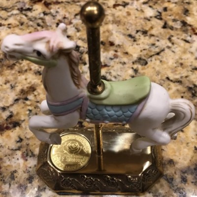 Willitts Designs Legends Of The Rose Porcelain Carousel Horse Brass Base 